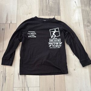 Zara Black Long Sleeve Kids Tee with Graphic s8/9